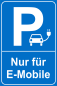 Preview: Parkplatzschild P Blau für E-Autos